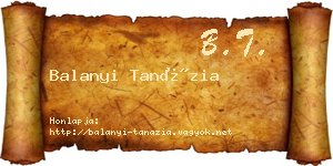 Balanyi Tanázia névjegykártya